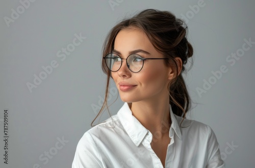 Woman Wearing Glasses and White Shirt