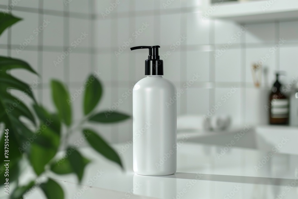 White Soap Dispenser on Counter White Soap Dispenser on Counter