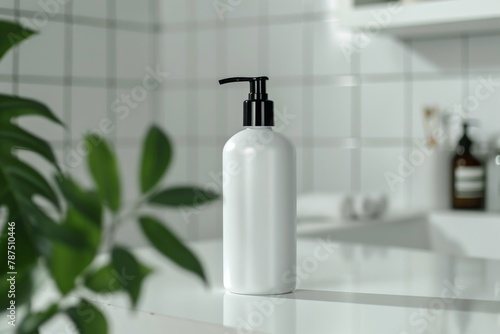 White Soap Dispenser on Counter