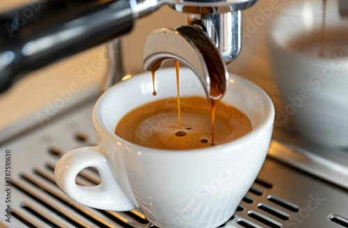 A Cup of Coffee Being Filled With Liquid