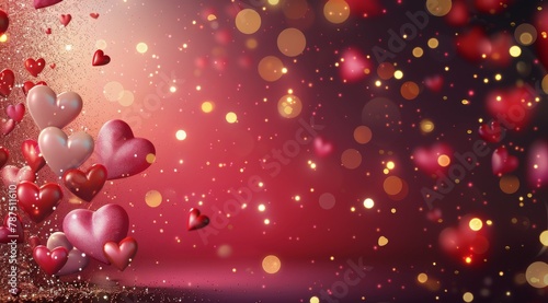 Floating Red Hearts in the Air