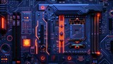 A detailed illustration of a computer motherboard with intricate patterns and designs  AI generated illustration