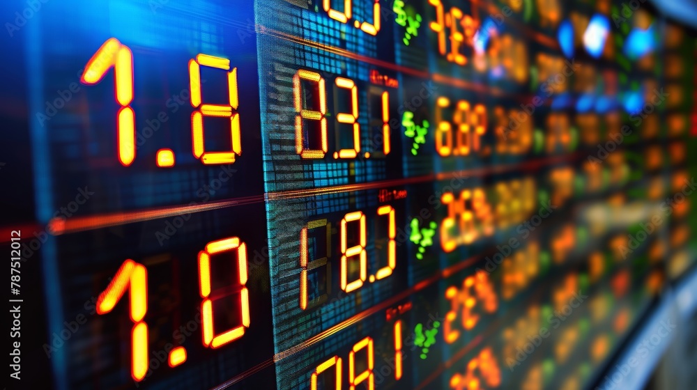 A digital display showing real-time stock prices AI generated illustration A digital display showing real-time stock prices AI generated illustration