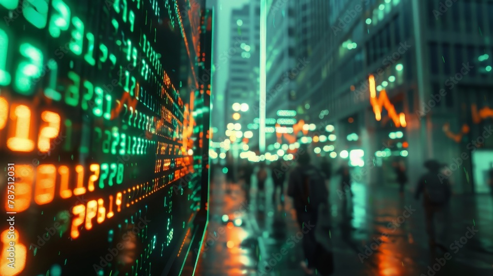 Fototapeta premium A digital display showing real-time stock prices AI generated illustration