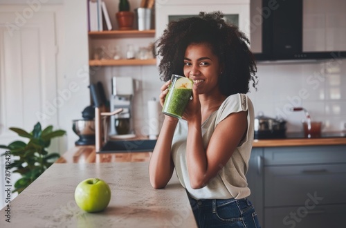 Woman Holding Glass of Green Smoothie
