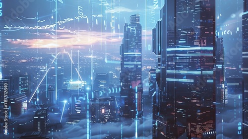 A futuristic city protected by digital shields AI generated illustration