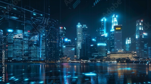 A futuristic city protected by digital shields AI generated illustration