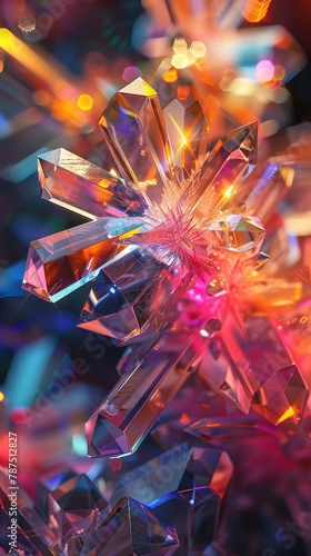 Birefringence shown in crystals under polarized light