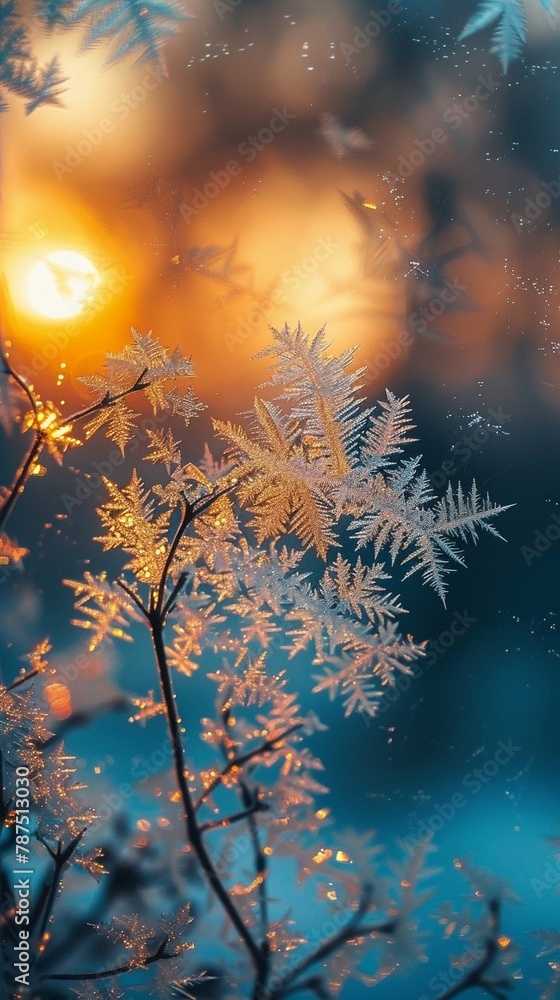 Macro photography of frost on a window
