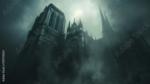 A gothic cathedral shrouded in darkness AI generated illustration