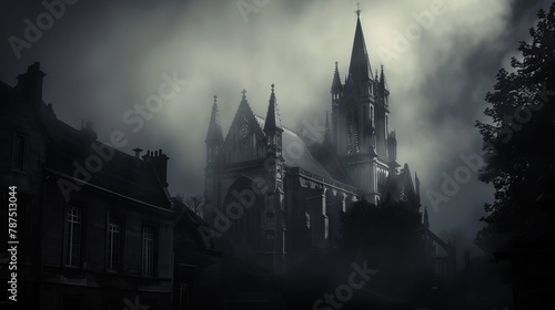 A gothic cathedral shrouded in darkness  AI generated illustration