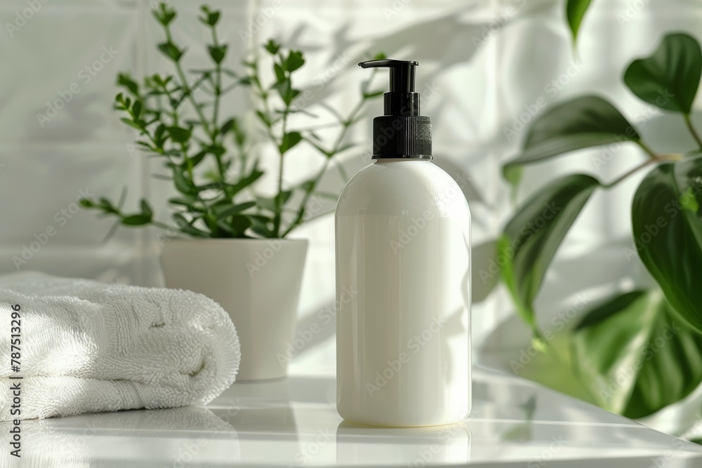 White Soap Dispenser on Counter White Soap Dispenser on Counter