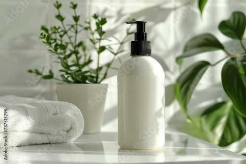 White Soap Dispenser on Counter