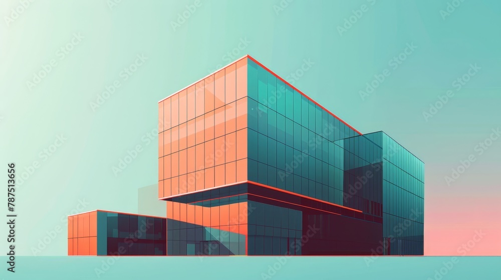Fototapeta premium A minimalist illustration of a sleek office building AI generated illustration