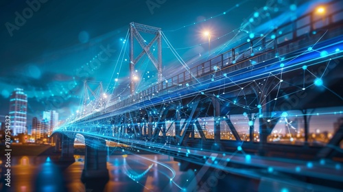 Illuminated Bridge at the Night