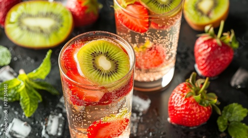Glasses With Fruit and Strawberries