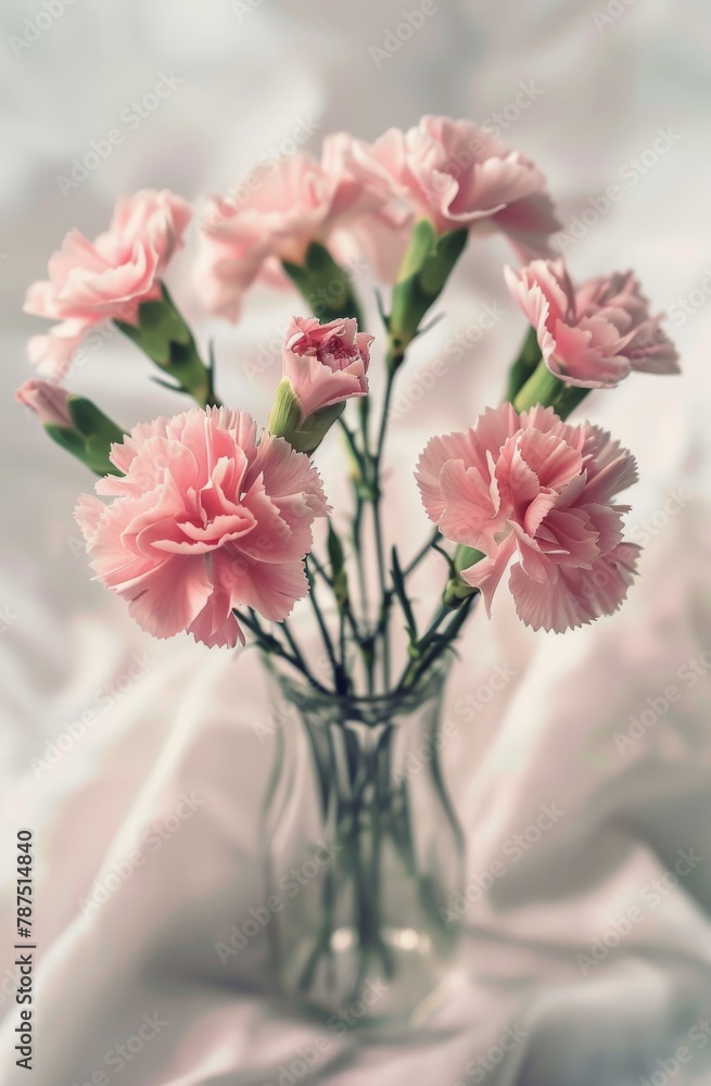 Vase Filled With Pink Flowers on Table Vase Filled With Pink Flowers on Table