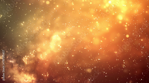 Golden hues of a nebula spread across space.