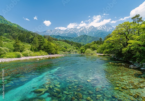 River Flowing Through Lush Green Forest