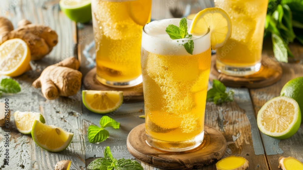 Three Glasses of Lemonade and Mint Three Glasses of Lemonade and Mint