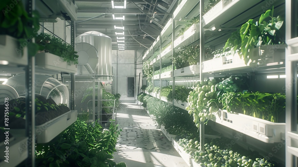 A plan for a high-tech indoor vertical farm  AI generated illustration