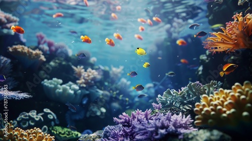 A serene underwater scene with colorful coral and fish  AI generated illustration © ArtStage