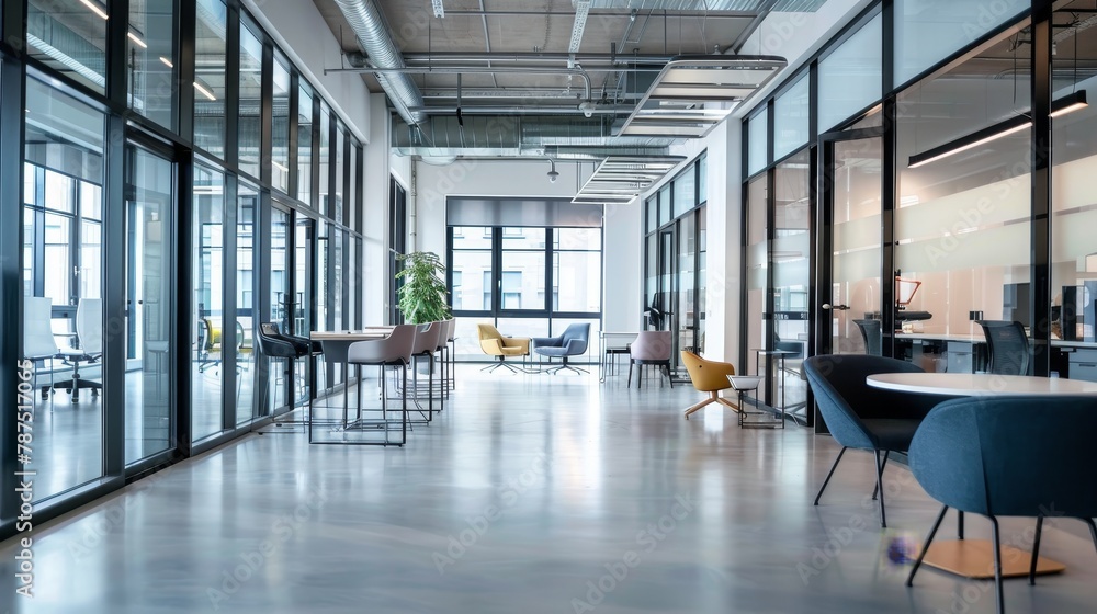A sleek corporate office with cubicles and conference rooms AI generated illustration A sleek corporate office with cubicles and conference rooms AI generated illustration