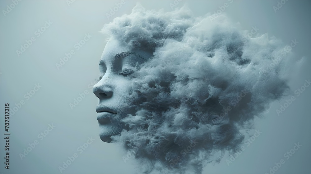 Contemplation in the Clouds: A Mind Adrift. Concept Nature Photography, Meditation, Reflective Thoughts, Solitude, Cloud Watching
