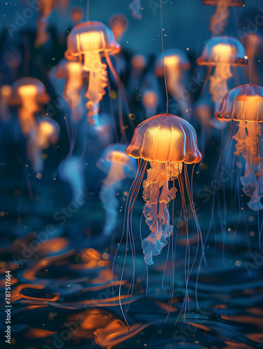 Serenity Underwater: Luminous Jellyfish