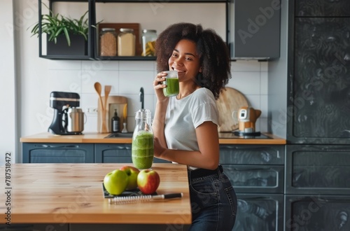 Woman Holding Glass of Green Smoothie