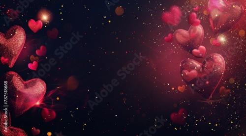 Floating Red Hearts in the Air