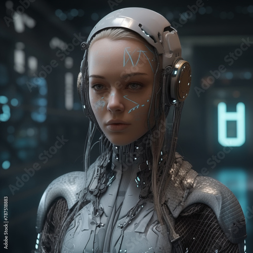 A beautiful female humanoid robot photo