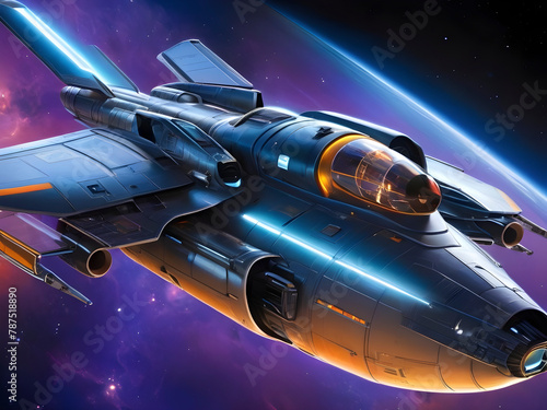 Cosmic Odyssey. A Hyper-Realistic Portrait of a Neon Starfighter.