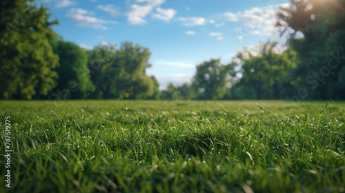 Grassy Field With Trees in Background