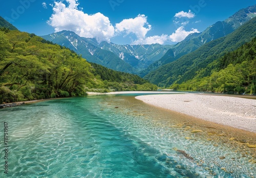 River Flowing Through Lush Green Valley