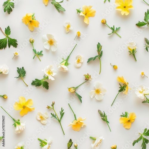 Yellow and White Flowers on White Surface