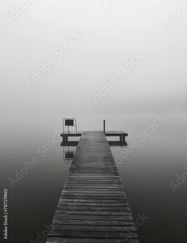 Single Chair on Dock in Lake