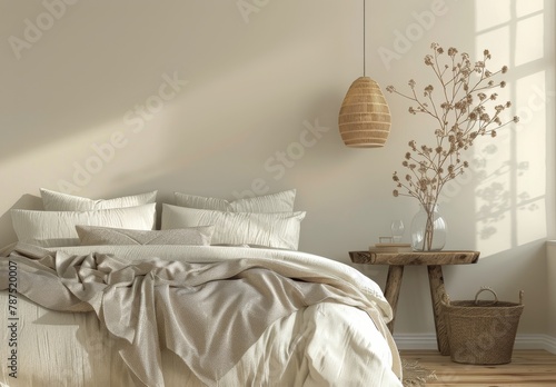 Bedroom With Bed and Hanging Basket