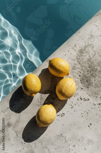 Lemons Next to Swimming Pool
