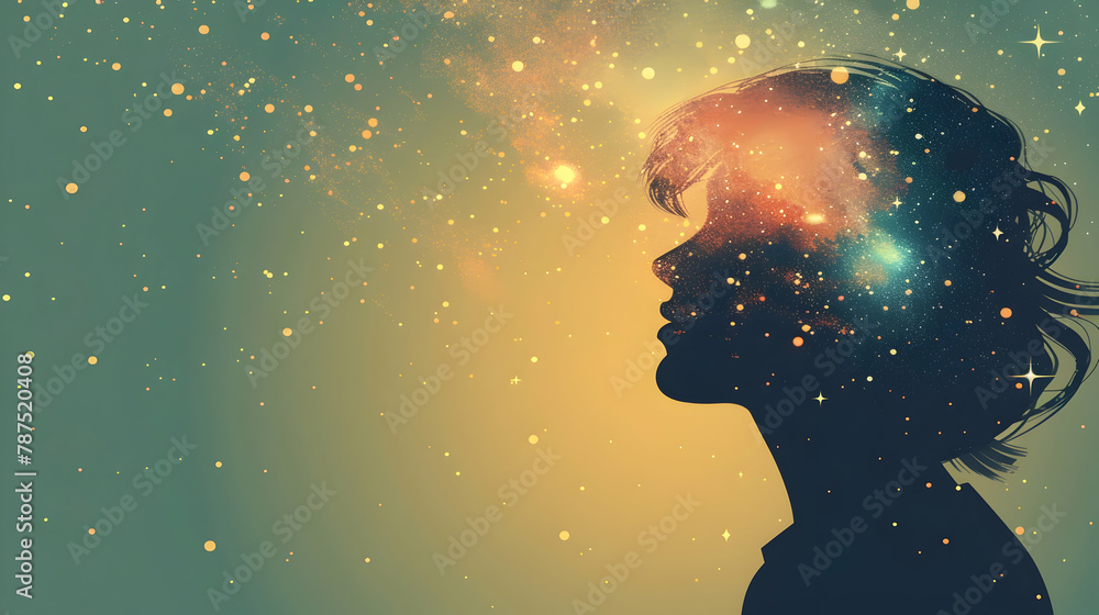 Create a minimalist portrait of an astronomer, using star-like dots and cosmic curves to depict their curiosity and wonder about the universe Create a minimalist portrait of an astronomer, using star-like dots and cosmic curves to depict their curiosity and wonder about the universe
