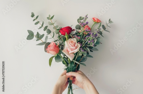 Person Holding Bunch of Flowers