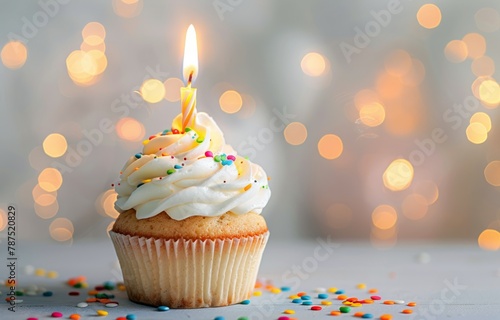 Cupcake With Lit Candle