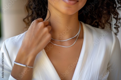 Woman Wearing White Shirt and Necklace