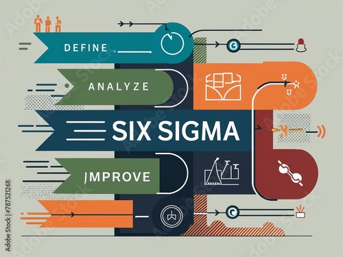 Six Sigma Methodology Infographic with Arrows and Icons