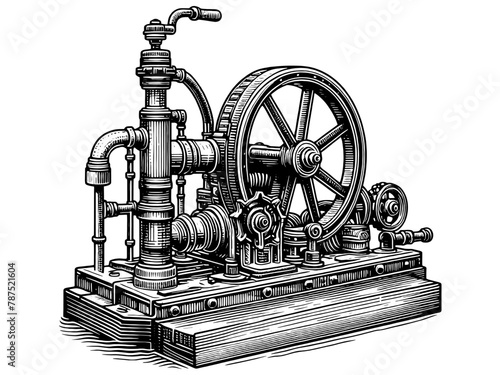 Complex mechanism for pumping water. Vector, generative ai.