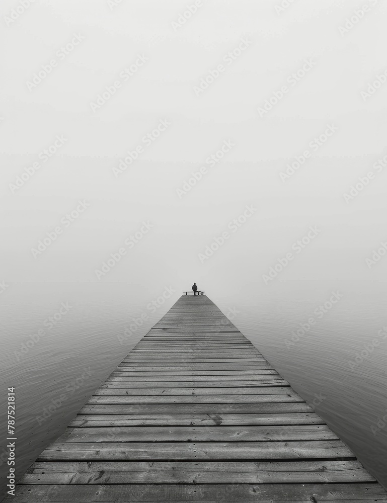 Obraz premium Long Pier Extending Into the Ocean