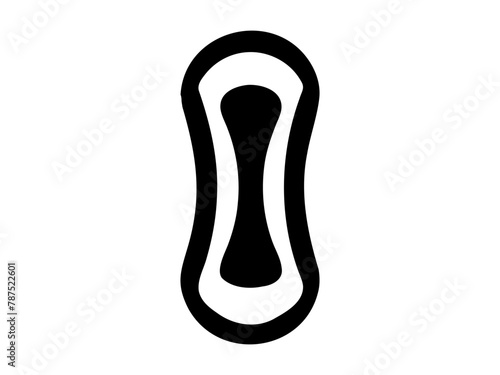 Black and white Daily liner. Panty liner vector illustration. Daily female hygiene pad. Sanitary liner isolated on white backdrop. Concept of daily feminine care, light protection, intimate hygiene