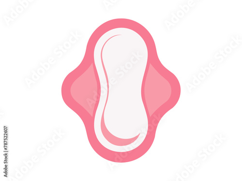 Pink sanitary pad with wings. Vector illustration of a sanitary napkin. Feminine hygiene pad isolated on white background. Concept of menstrual care, personal hygiene, women's health essentials.