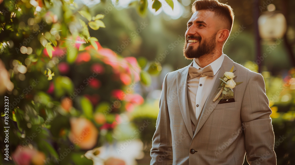 portrait of a groom in the park portrait of a groom in the park