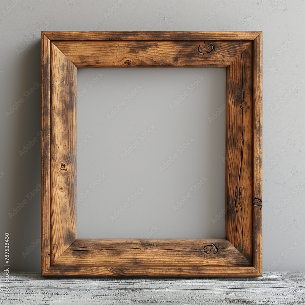 DIN A Vertical Frame Mockup Template for Art Display, A2 Wood Frame, Frame Mockup - obrazy, fototapety, plakaty 